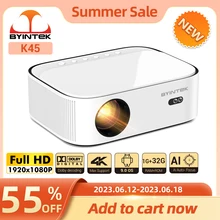 BYINTEK K45 AI Auto-focus Smart Android WIFI Full HD 1920x1080 LCD LED Video Home Theater 1080P 4K Projector