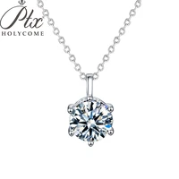 ptx holycome 1 0ct real moissanite pendant necklace for women top quality s925 sterling silver wedding party bridal fine jewelry