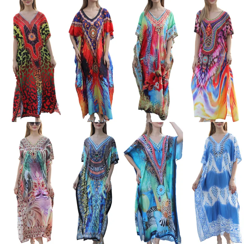 

2023 Spring Summer Beach Blouse Quick-drying Print Seaside Sunscreen Suit Loose Holiday Gown Bikini Swimsuit Women Blouse