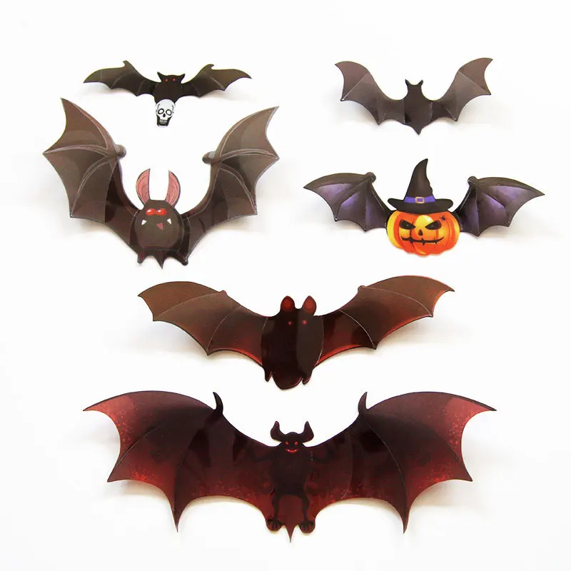 

Ghost Festival Pumpkin Bat Decoration Wallpaper 3D Stereo PVC Bat Wall Stickers 12 Sets Shower Stickers for Tiles Waterproof