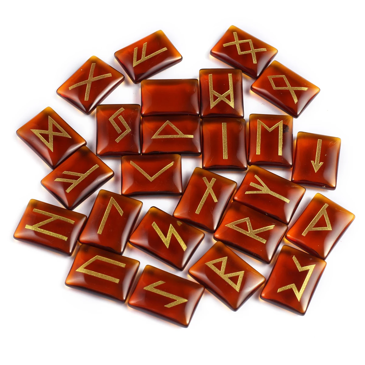 20Pcs Natural Gem Stone Engraved Symbols Beads Rectangle Divination Bead for Women Meditation Set Jewelry Gifts