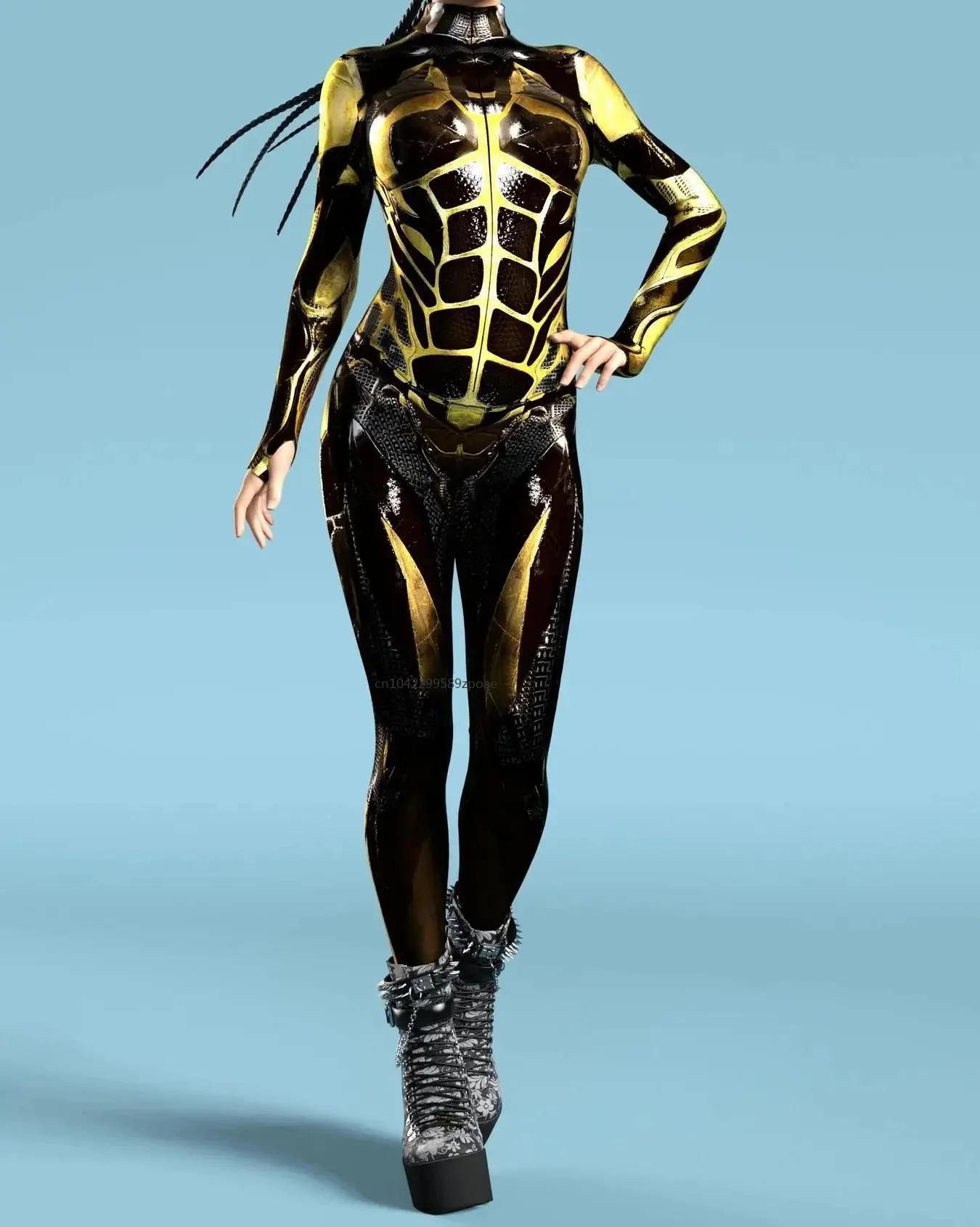 2024 Cyber Punk Phantom Mechanical Armor Jumpsuit Cosplay Zentai Suit Costume Steampunk Party Shows Performance Bodysuit