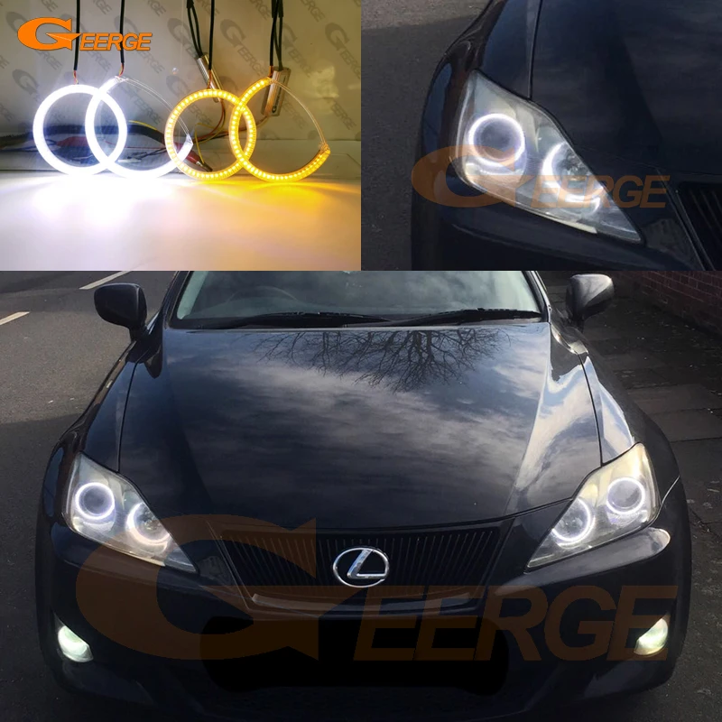 Фото Для Lexus IS II 220 250 300 350 IS220 IS250 IS300 IS350 Ультра яркий дневной свет, указатель поворота, светодиодный комплект «ангельские глазки», кольца Halo №1