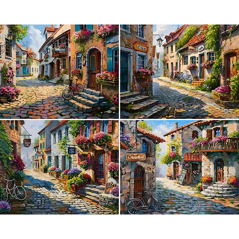 Картина по номерам на холсте с улицами и полосами