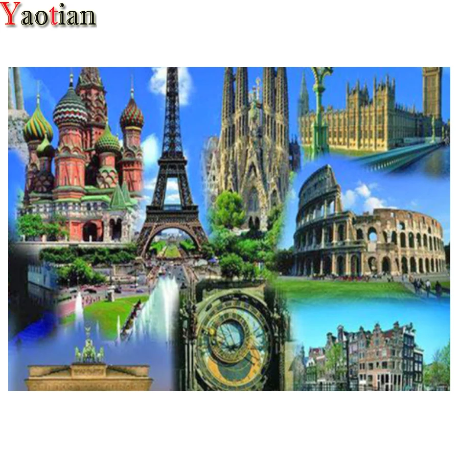 

5D DIY Diamond Painting European Architecture London Full Diamond Embroidery City Scenery Cross Stitch Rhinestone Mosaic Decor