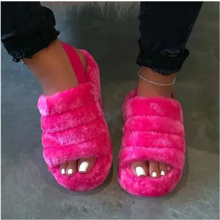 

2023 Free Shipping Lady Fur Warm Shoe Casual Women's Soft Slides Fashion Famale's Slippers Simple Girl's Room Sandals