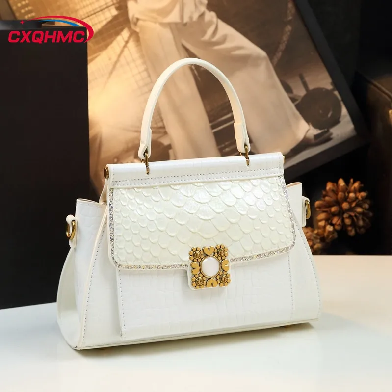 Женские сумки из кожи с крокодиловым узором новинка 2024 модная женская сумка