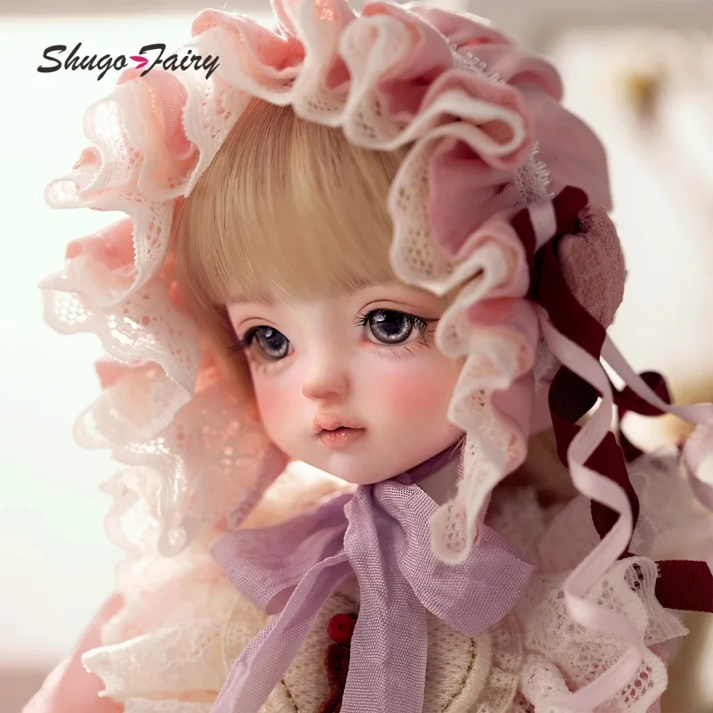 Фото Подлинная кукла Shuga Fairy 1/6 Bjd Thea, полный набор, кавайная античная кукла, розовая одежда, наряд Лолиты, макияж, фигурка из смолы, модель в подарок №5