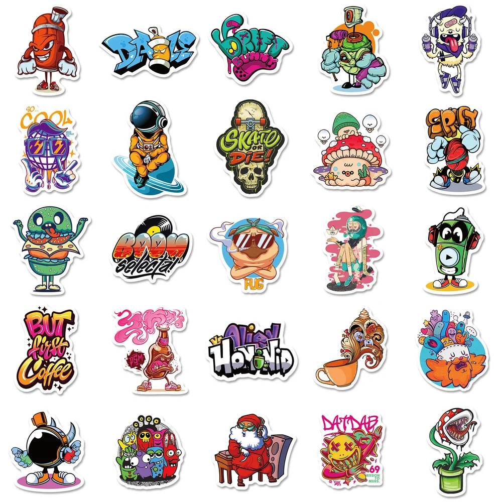 

10/50Pcs Street Drawing Cartoon Stickers DIY Laptop Luggage Skateboard Graffiti Decals Sticker for Kid Toys Gift