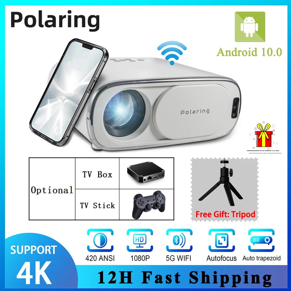 Polaring A6 1080P 4K Digital Projector Video Projetor 2.4&5G Full HD 9000 Lumens Home Cinema Office Proyector Camping Projectors