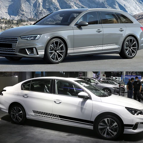 2 шт., наклейка на боковую юбку автомобиля, автоспорт, гоночная полоса, наклейка на кузов автомобиля, длинная полоса, виниловая наклейка, внешнее украшение автомобиля