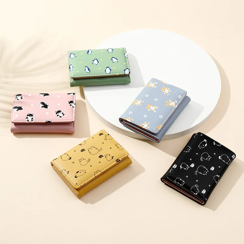 

Cat Wallets for Women Fashion Cute Cartoons Luxury Women's Small Wallet Leather Short Card Hold Package Female Wallet Coin Purse