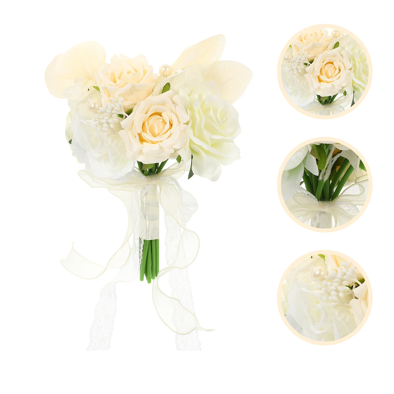 

Bouquet Wedding Flower Bridal Bouquets Fake Holding Rose Bridesmaid Flowers Table Artificial Floral Hand Silk Pearl Bride