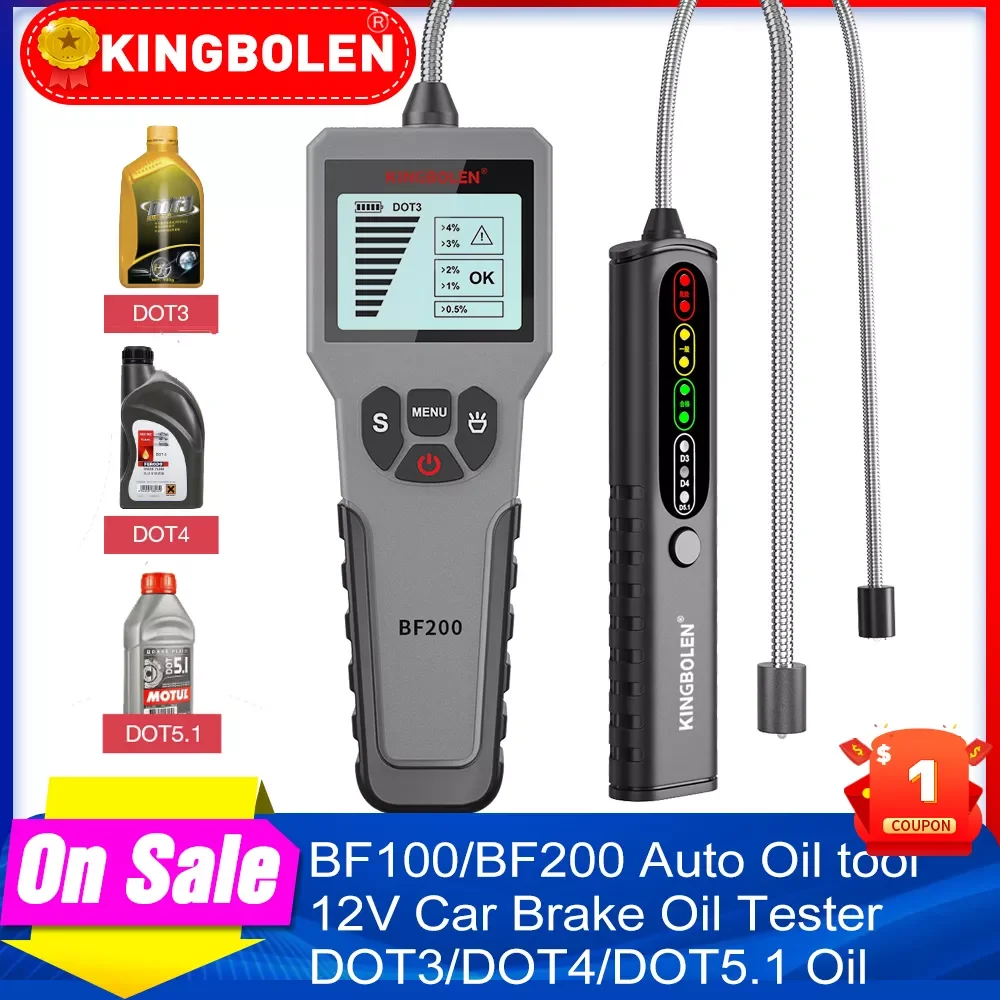 

12V Auto Brake Fluid Tester Digital Car Brake Oil Tool BF100/BF200 DOT3 DOT4 DOT5.1 LED Indicator check Display Auto Oil tool