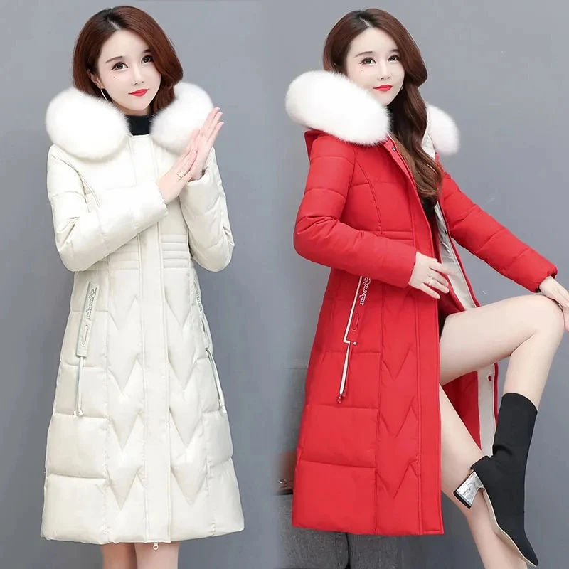Down Jacket Womens 2022 Winter New Temperament Fashion Slim White Duck Down Coat Women Large Size Thick Fox Fur Collar Parkas
