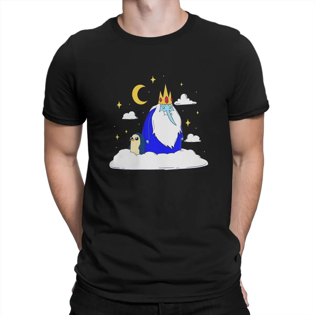 

Футболка мужская с рисунком из сериала «Время приключений», винтажная рубашка с рисунком из мультфильма «Мечты о льде король», из полиэстера, в стиле Харадзюку, лето