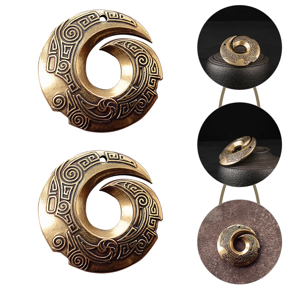 

3pcs Brass Key Ring Pendant Keychain DIY Charms Round Brassware Pendant
