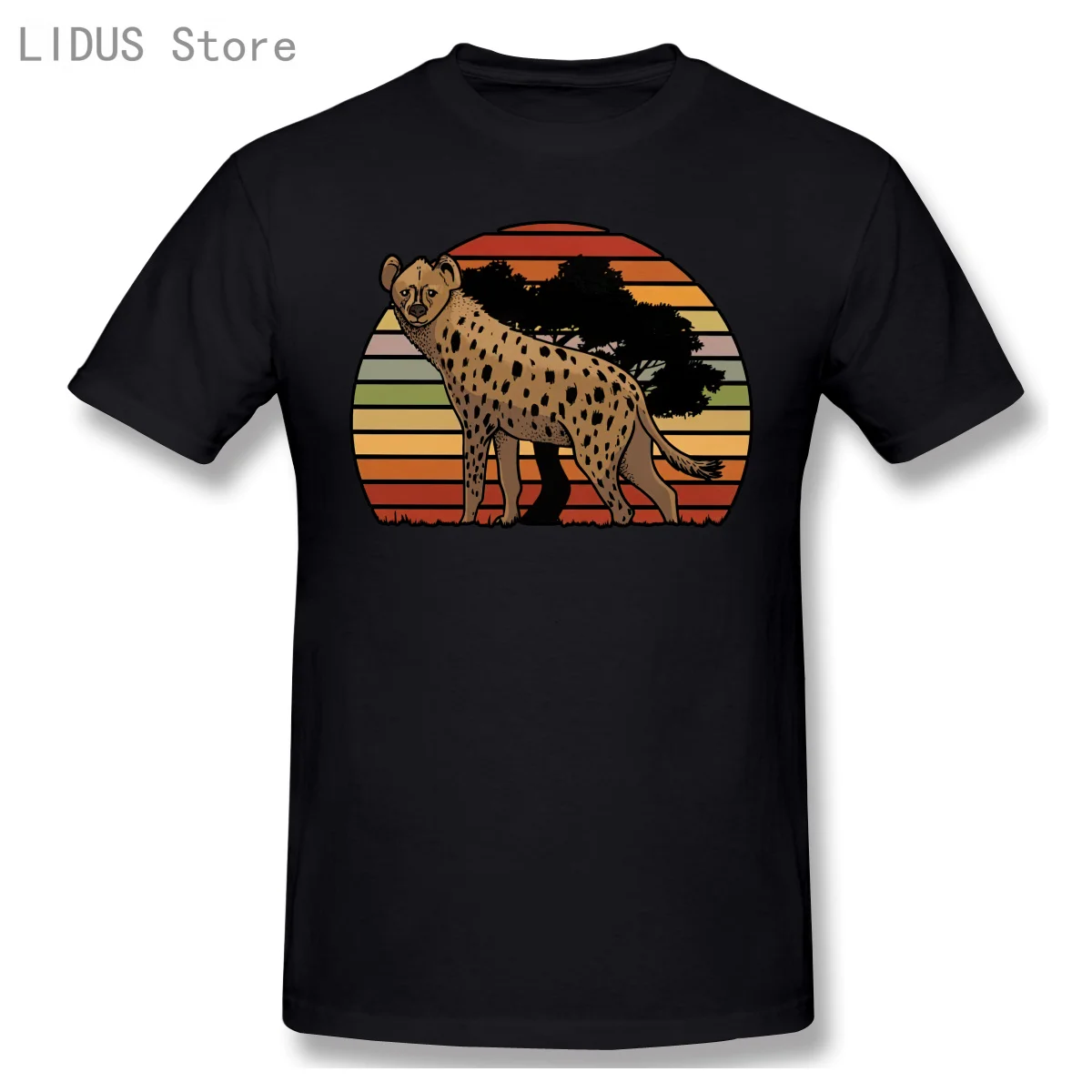 

Streetwear Mens Animal Safari Hyena T-Shirt Short Sleeved Crew Neck Cotton T Shirt Printed African Wildlife Animal Tee Apparel