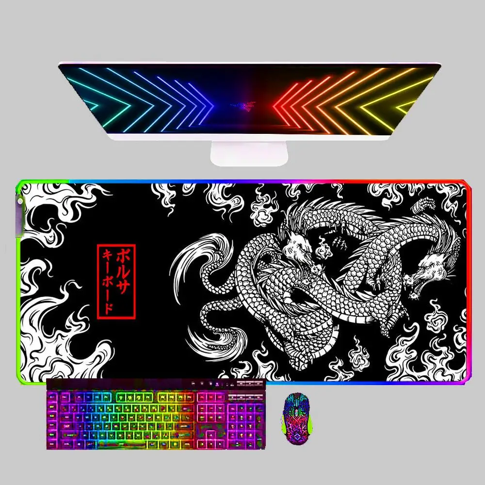

Коврик для мыши, резиновый коврик для мыши с изображением дракона в японском стиле RGB для компьютерных игр 900x400, аксессуары для компьютерных игр, коврик для мыши, Настольный коврик, игровой ковер с фиксируемыми краями