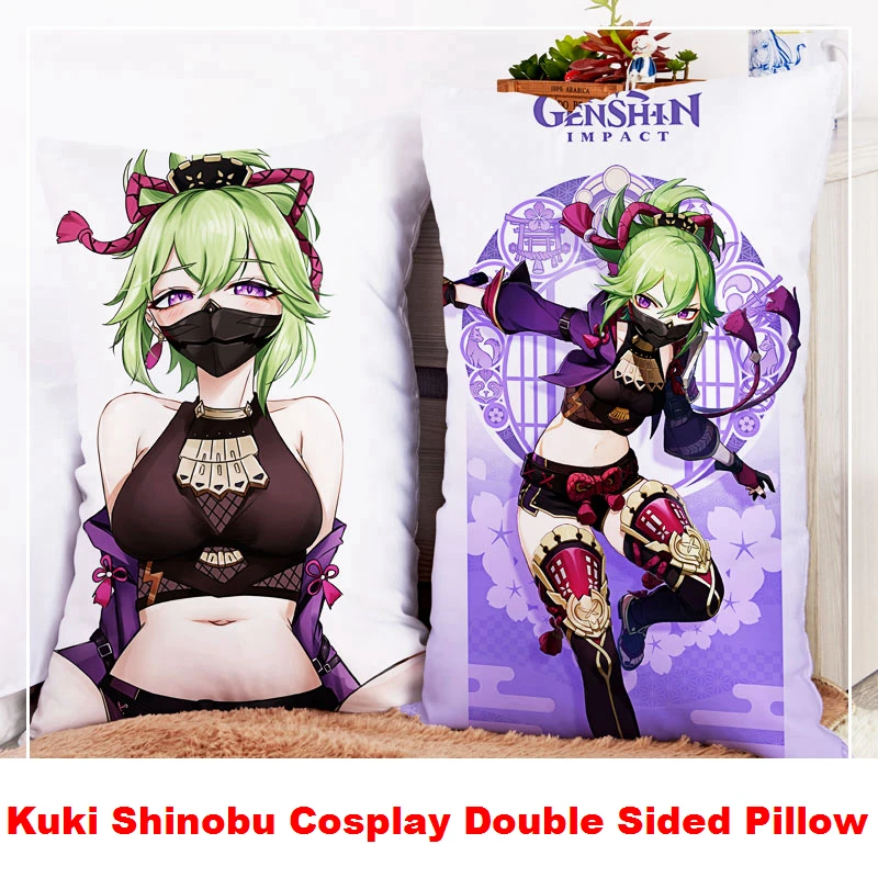 

Game Genshin Imapct New Account Kuki Shinobu Cosplay Double Sided Pillow Anime Yelan Sexy Plush Pillowcase Otaku Toys Halloween