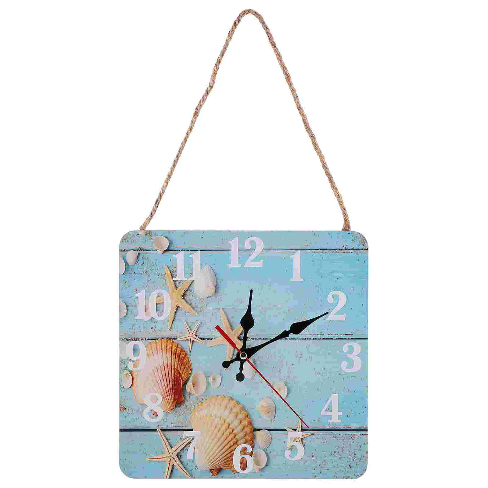 

Clock Wall Hanging Clocks Decorative Home Operated Retro Beach Decoration Decor Ticking Non Ornament Rustic Style Silent Coastal