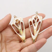 5pcs natural trilateral pattern shell gold plated pendant seashells home decoration diy jewelry making diy necklace accessories