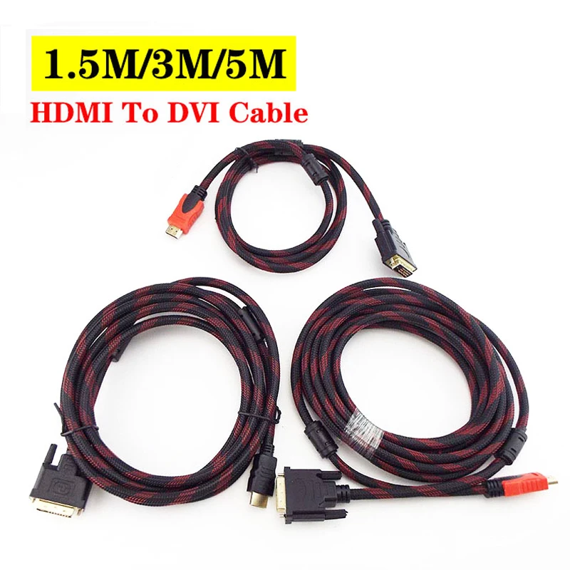 

HDMI-compatible To DVI Cable 3D 1080P HDTo DVI DVI-D 24+1 pin Adapter Cables For High Speed HDTV DVD Projector LCD HDTV