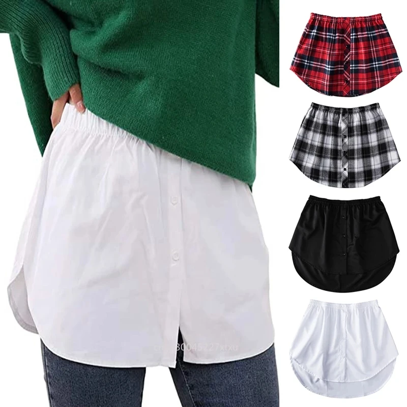 

Shirt Extenders Women Fake Shirt Tail Irregular Skirt 2022 Blouse Tail Hem Soft Cotton Detachable Underskirt Casual Sweater Heml