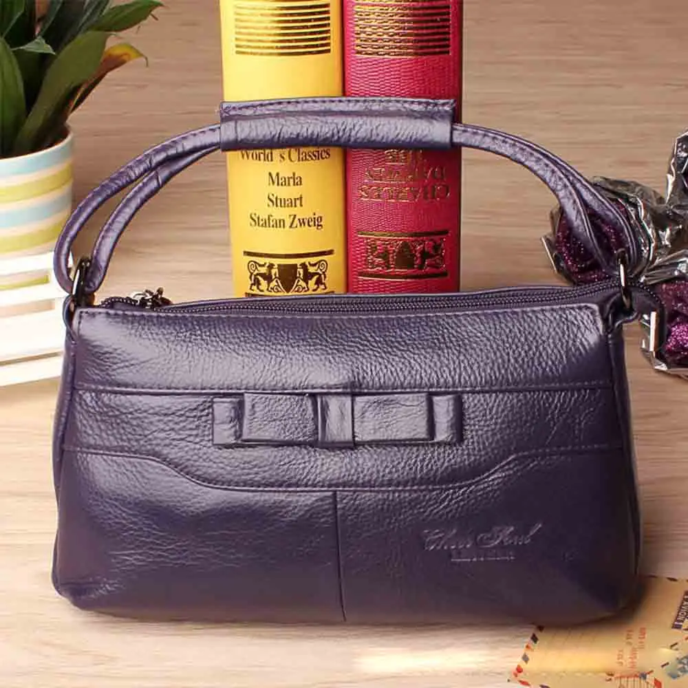 Motingsome Elegant Women Shouder Genuine Leather Handbag and Purses Luxury Cowhide Satchel Mother Messenger Bags Black 2023 New