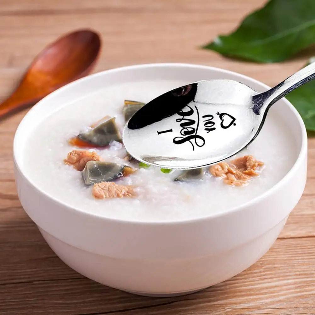 

Ложка для еды, прочная кофейная ложка с романтичной надписью, модная кофейная ложка из нержавеющей стали с гравировкой бесплатно