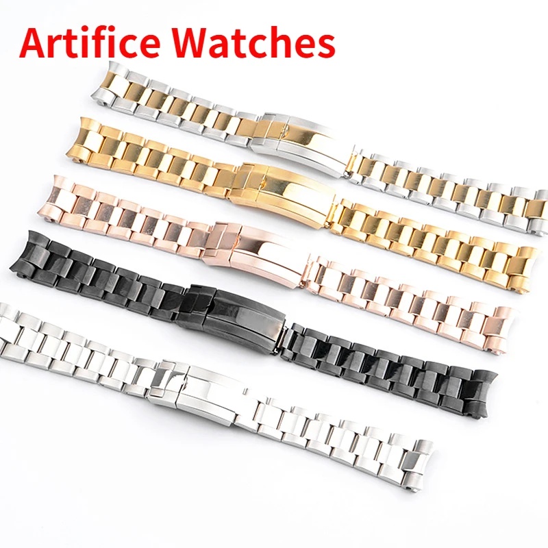 

New water ghost series special stainless steel strap three-bead diving labor combination insurance buckle solid watch strap