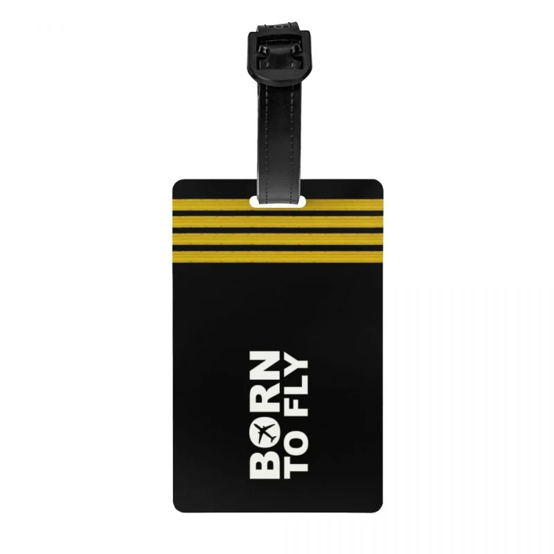 

Born To Fly Captain Stripes Luggage Tags for Suitcases Funny Pilot Air Fighter Baggage Tags Privacy Cover ID Label