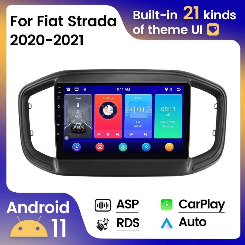 

Автомагнитола 2DIN на Android 11 для Fiat Strada 2020-2021, мультимедийный видеоплеер с GPS-навигацией, головное устройство для Carplay + Auto ASP RDS