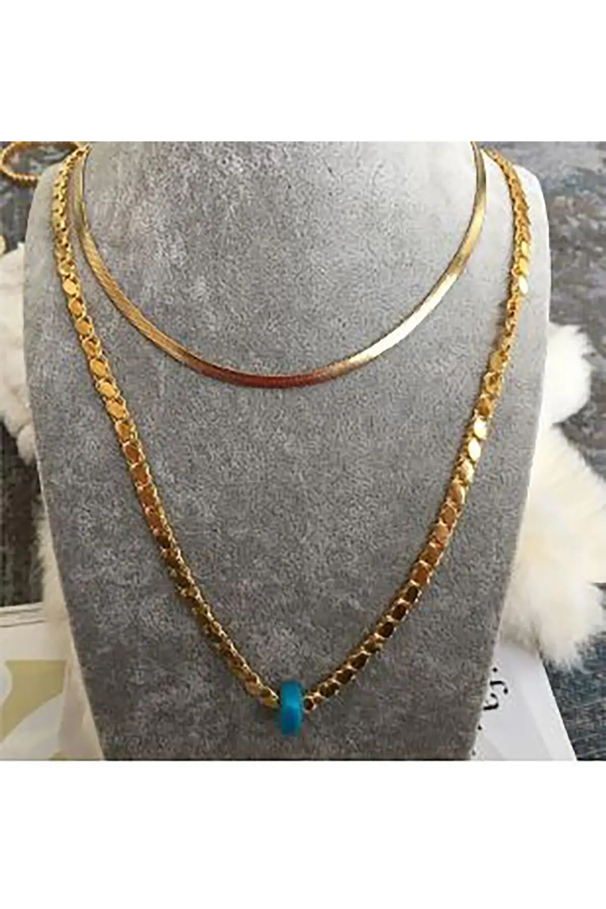 

Женская модная Бижутерия Ожерелье позолоченная цепочка из натурального камня ячмень и итальянская раздавливающая цепочка Женское Ожерель...