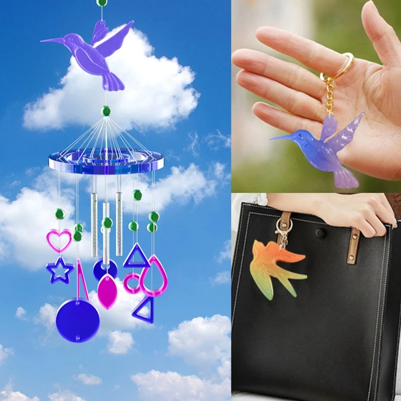 

DIY Shiny Dragonfly Wall Hanging Wind Chime Mold Moon Star Mould Epoxy Jewelry