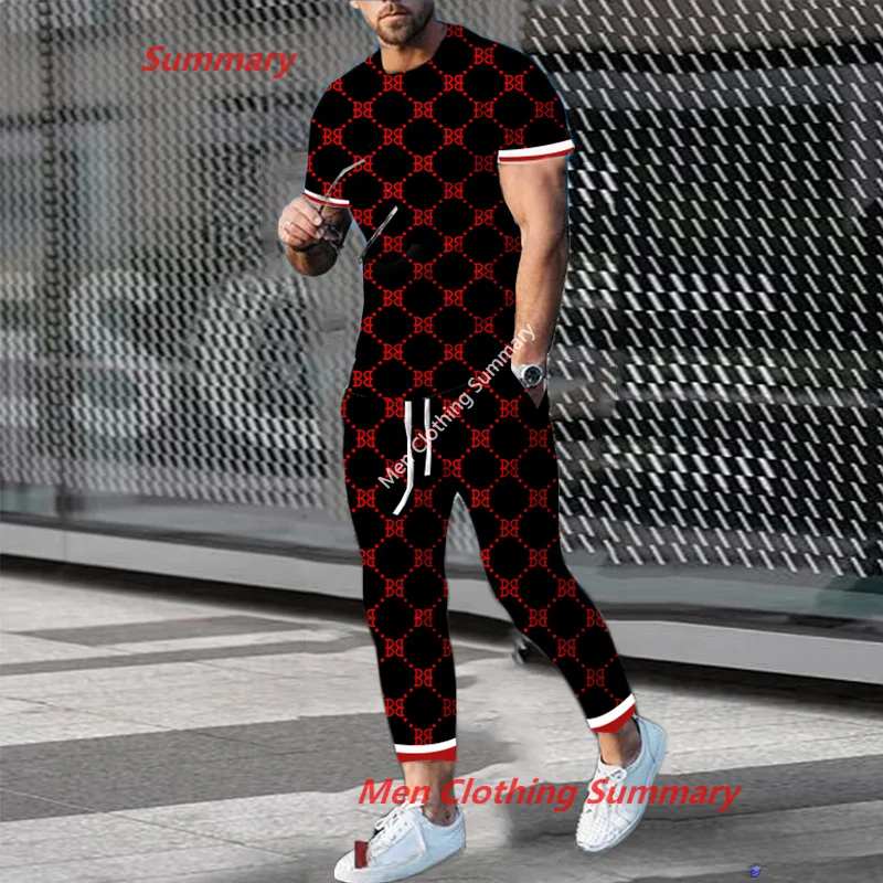 Outfits Male Summer Luxury Men Sets Shorts Clothing Street T Shirt Two Piece 3D Print Casual Tracksuit Oversized Beach Sportwear