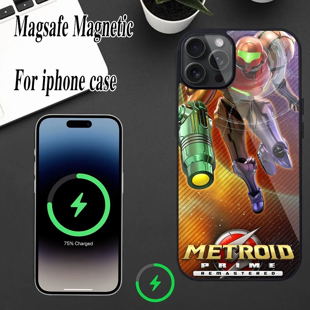 Чехол для телефона Game M-Metroid iPhone Magesafe Magnetic 12 13 15 11 Mini 14 Max Pro Plus