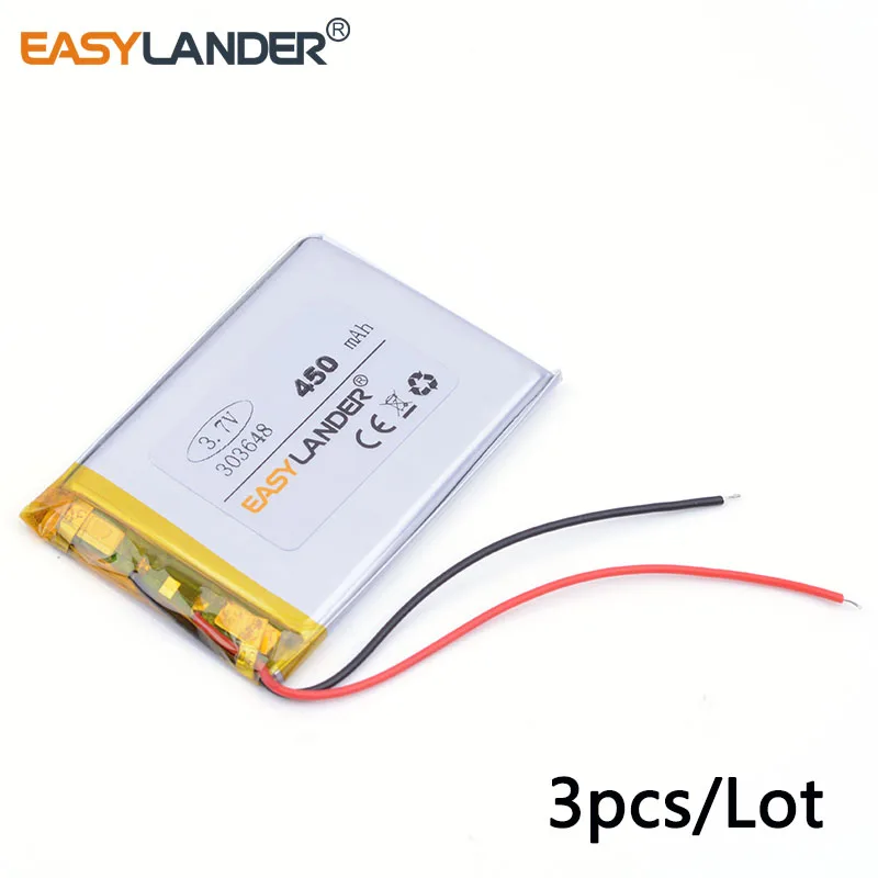 

3pcs/Lot 303648 3.7V,420mAH,[303648] PLIB; polymer lithium ion / Li-ion battery for dvr,GPS,mp3,mp4,cell phone,speaker