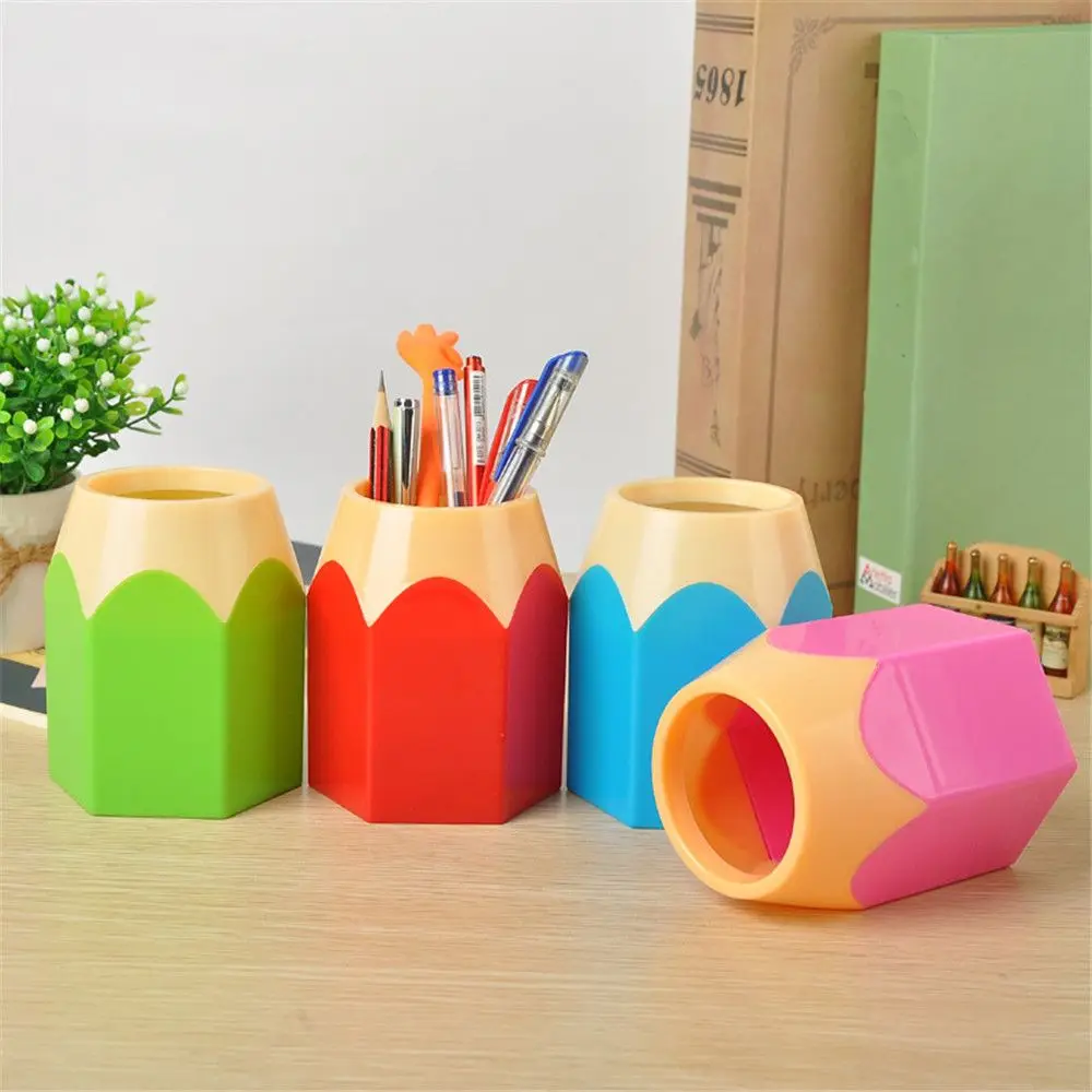 

Storage Dropshipping Pot Pen Office Stationery Kids Brush Make Holder Up Holder Supplies Pencil Organizer Pens School Shaped For