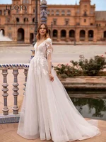 luojo boho wedding dress elegant 2022 a line v neck backless button tea length bridal gowns for women custom vestidos de novia