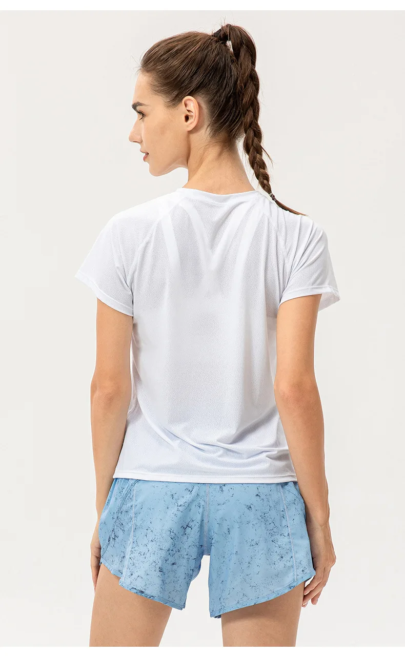 Women Quick Dry Short Sleeve Sports Running T Shirt Breathable Slim Tops Yoga T-shirts Tees Fitness Gym Workout ICESENSE