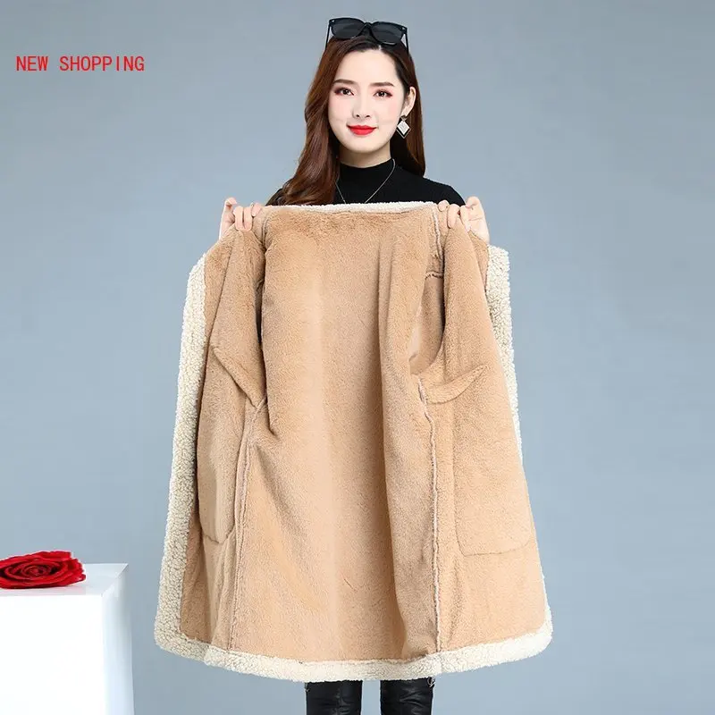 Female Plush Coats 2022 New Lambwool Thick Warm Plus Size Fur Jacket Women Furry Jackets Casual  Lapel Winter Clothing Slim Fit