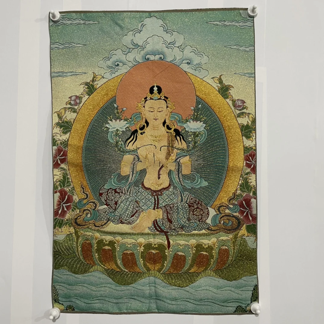 Тибетская шелковая вышивка Большое черное небо Кинг-Конг Тханка Картина Мура