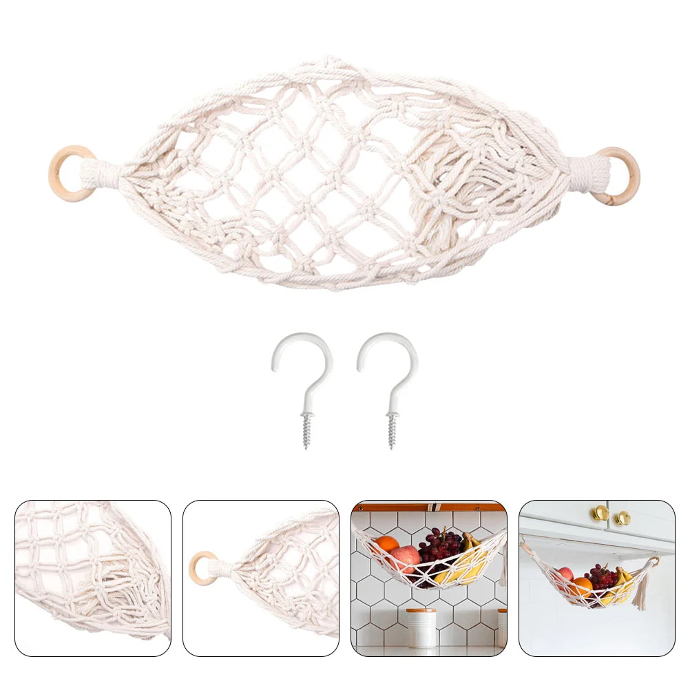 

Fruit Basket Hammock Hanging Banana Holder Vegetable Storage Organizer Hanger Crochet Macrame Net Household Decorative Function