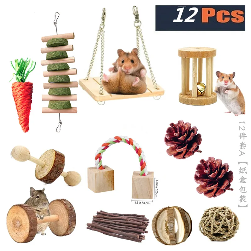Деревянный хомяк игрушки кролик морская свинка попугай набор для прорезывания
