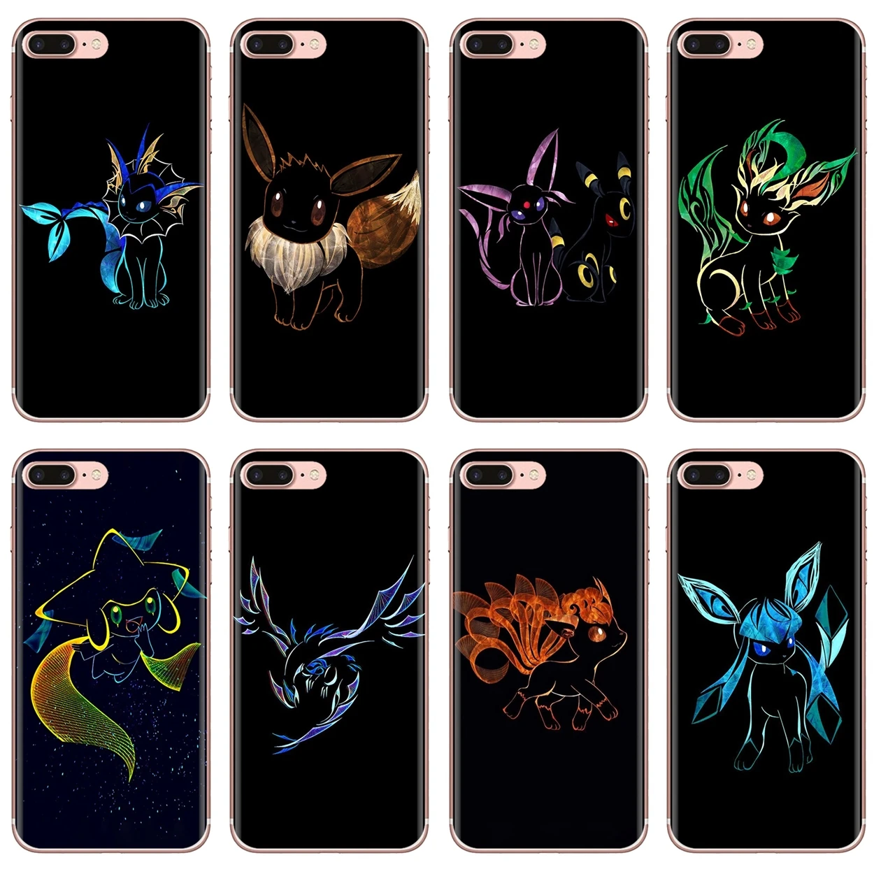 

For Samsung Galaxy S10E S20 FE Note 10 20 Edge Lite Plus Ultra Alpha Core Prime Cute eevee Black Cell Phone Cover