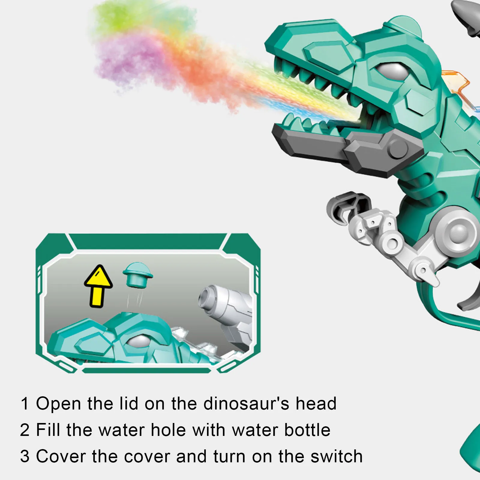 Механический динозавр-спрей с огнедышащим дыханием, крутым освещением и вооруженной ракетной моделью игрушки для детей мальчиков 2022 года моды.