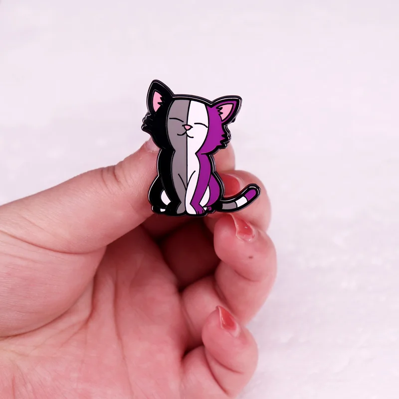 Эмалевая брошь ЛГБТ радуга кот