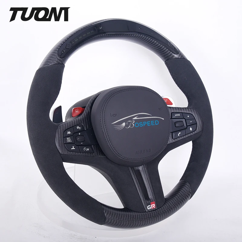 

Alcantara Leather LED Smart Carbon Fiber Steering Wheel Customized For Toyota Supra