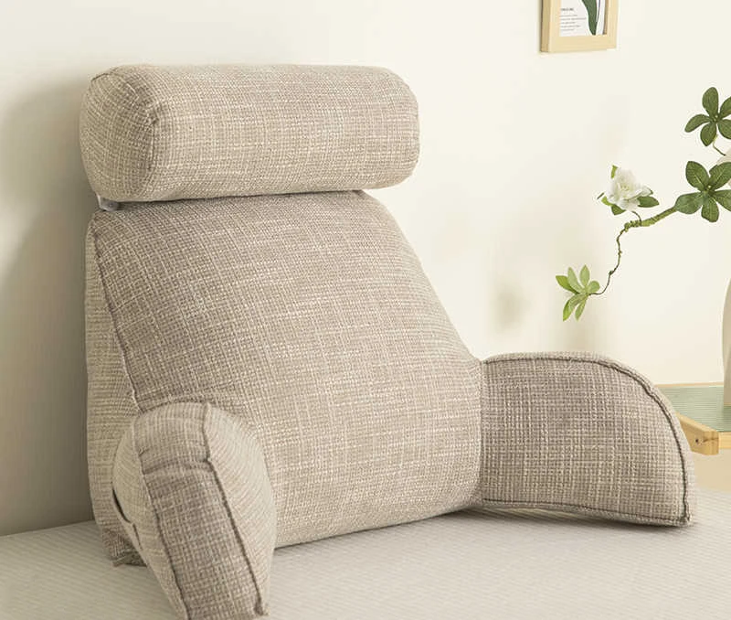 

Подушка для чтения, клин для кровати с подлокотниками и карманами, поддержка спины, поясничная подушка для дивана, декоративная подушка для офисного стула